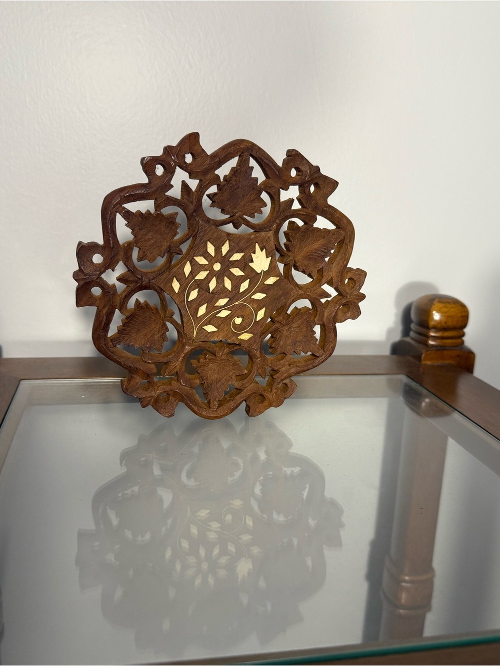 Hand-Carved Wooden Trivet